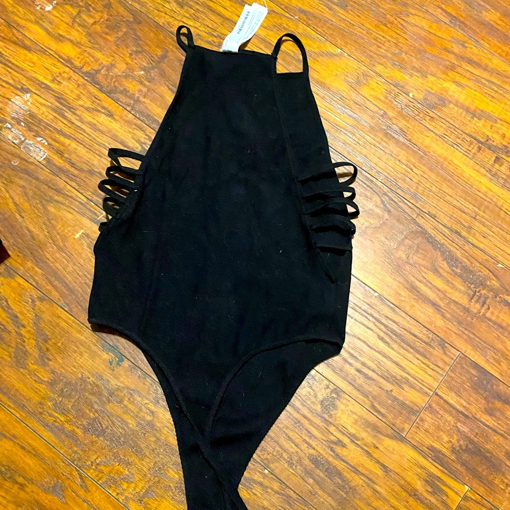Spaghetti Strap One Piece w/ open rib cage on both sides